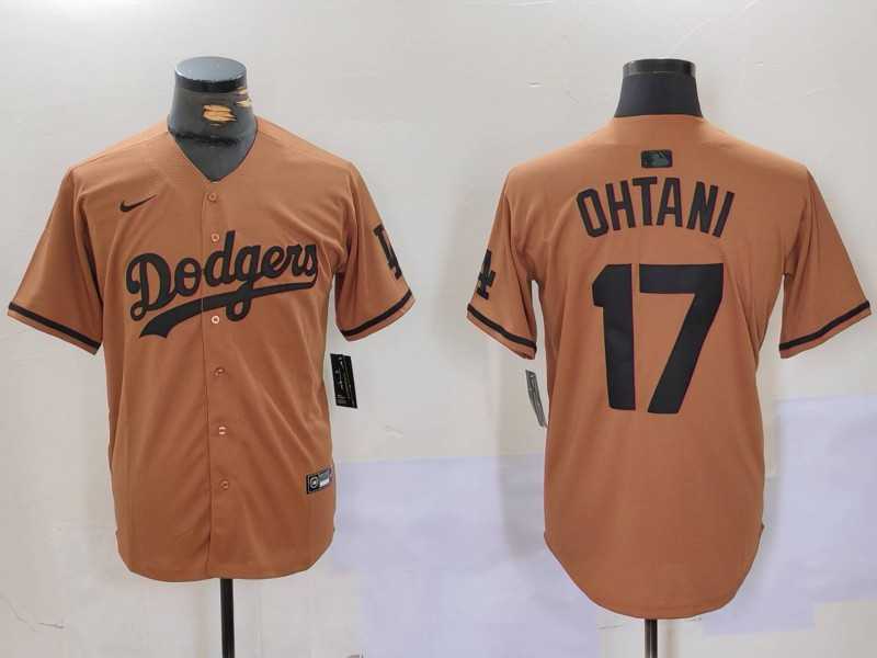 Mens Los Angeles Dodgers #17 Shohei Ohtani Olive Black Cool Base Limited Stitched Jersey